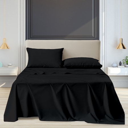 Luxury Dreams 4-Piece 1800 TC Series Deep-Pocket Luxurious Organic Bamboo Blend Bed Sheet Set LD-1800BF-4PC-BLA-F
